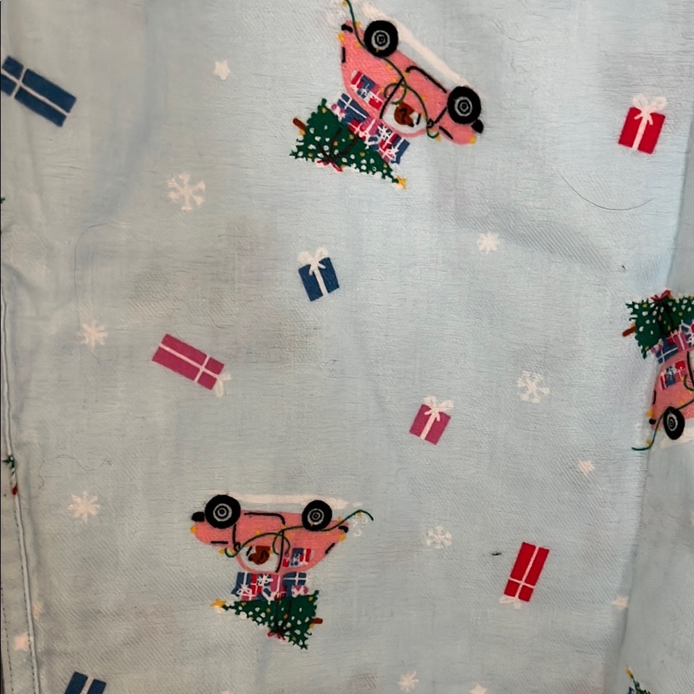 J. Crew flannel blue Pajama Pants with dog in pink car Print - Picture 3 of 4